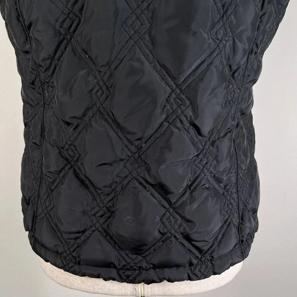 Eddie Bauer Vest Women's Small Black‎ Puffer Diamond Quilted Full Zip Outdoor